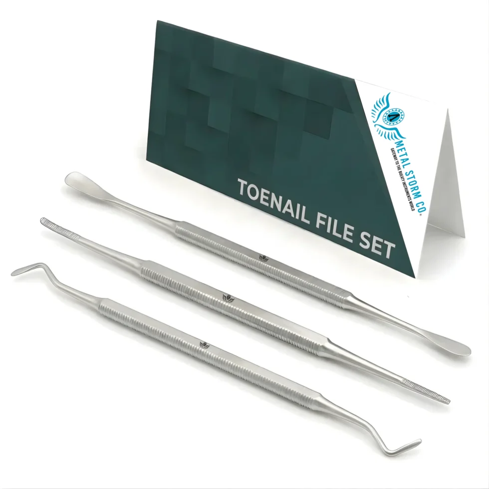Metal Storm® Professional Ingrown Toenail Kit | 3-Pcs Double-Ended Files & Probe Podiatry Set