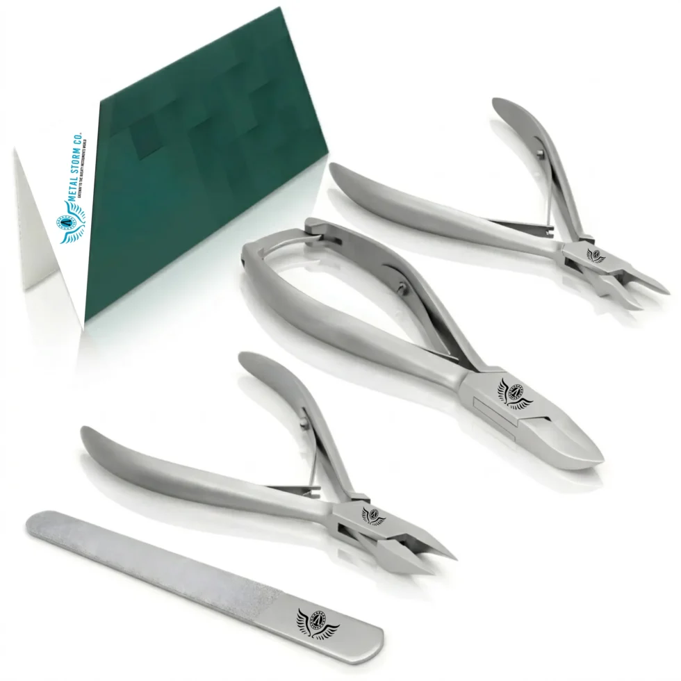 Metal Storm® 3-Pcs Podiatry Nail Clippers Set | Concave, Arrow & Flame Heads