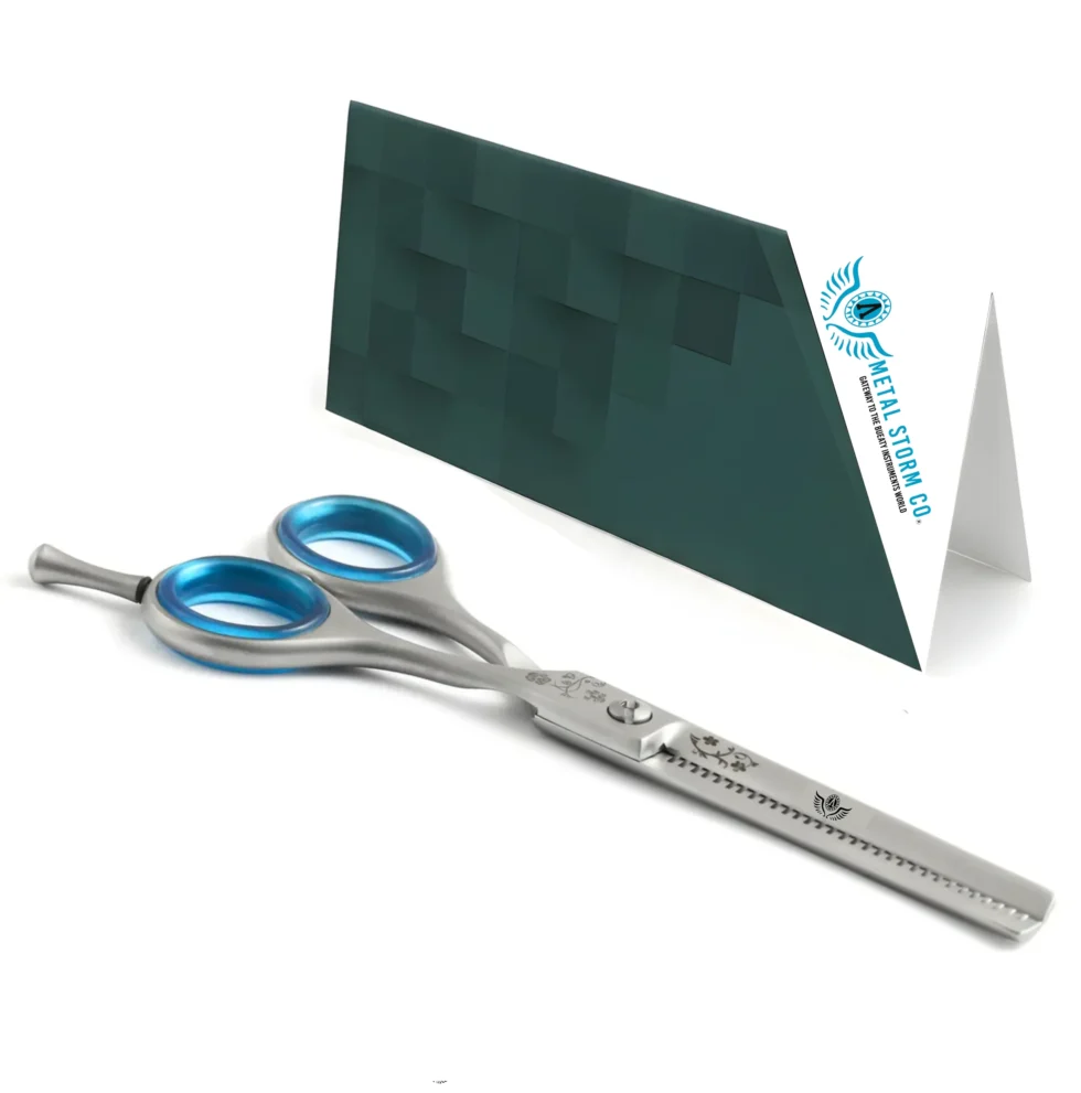 Metal Storm® VG-10 Cobalt Hair Thinning Scissors – Professional Barber Shears – 14cm, Matte Finish